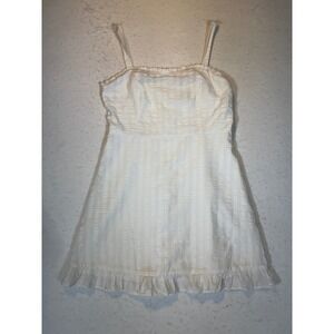 Speechless White Seersucker Ruffle Mini Dress Womens XL Sleeveless Fit & Flare